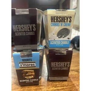 New Lot of 4 Hershey's Scented Candles 3oz S'mores Cookies & Cream Chocolate